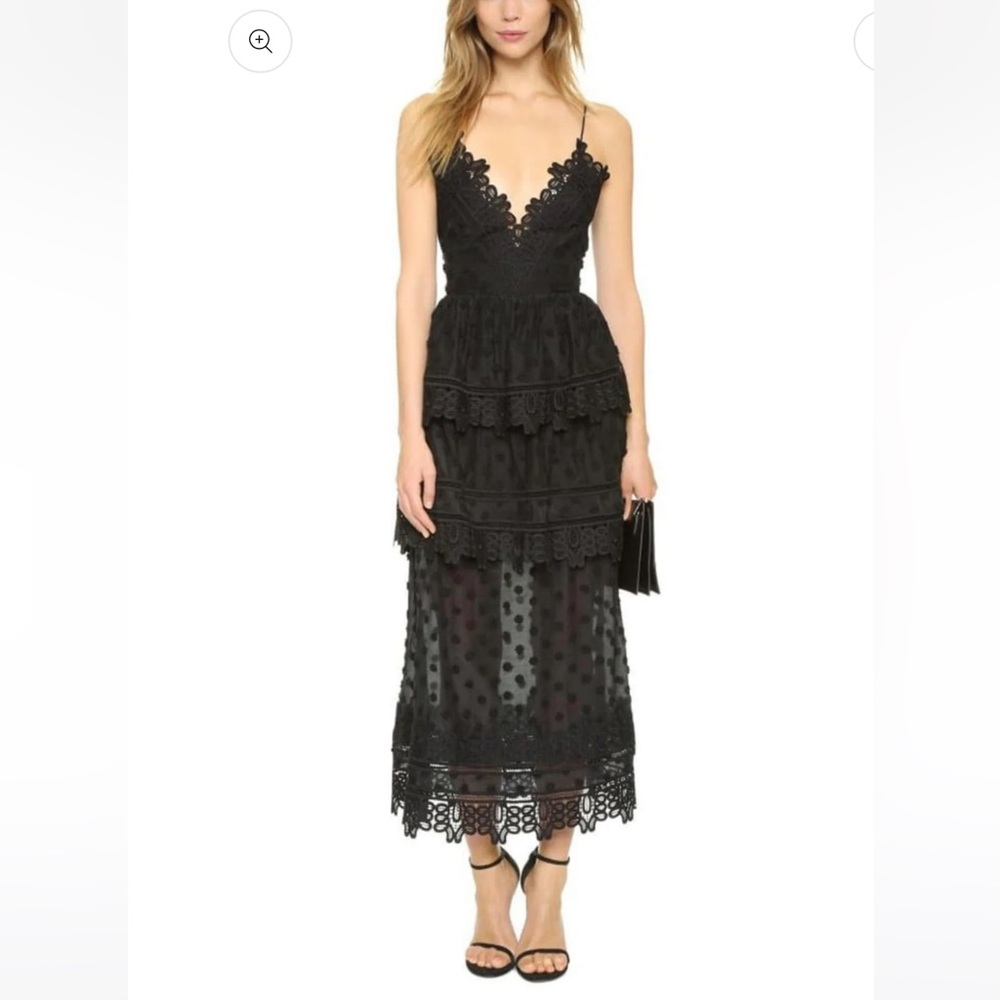 Self-Portrait Black Lace Tiered Dress